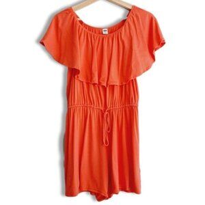 OLD NAVY Ruffle-Trim Swim Off-Shoulder Romper Pink Sz S Flawed